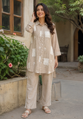 Box Floral Patch Button Down Accent Mul-Chanderi Co-Ord Set- 15623