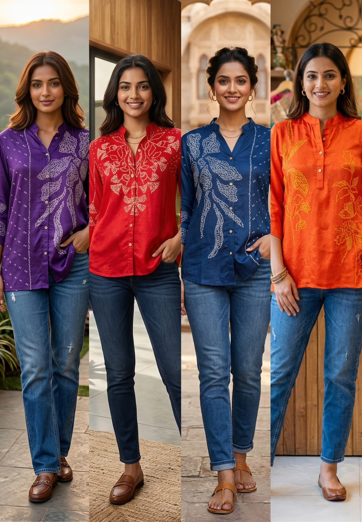 Floral Dotted Print Butter Shine Casual Wear Shirt In Crepe Fabric- 14021 W35