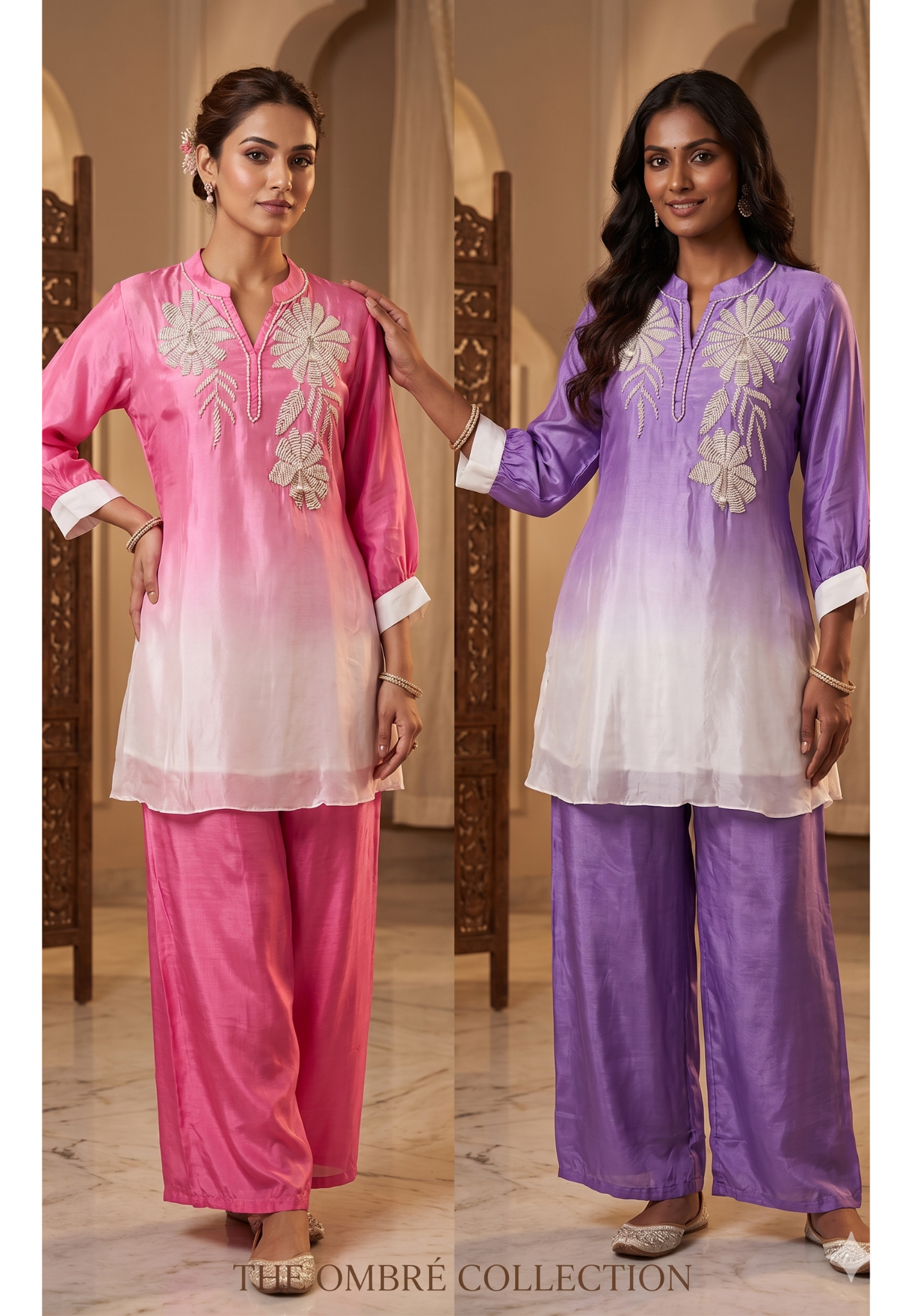 Ethereal Feel Dual-Tone Dream Ombre Co-Ord Set-14244 W100