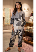Moonlight Grace Floral Print Greyish Cotton Co-Ord Set W122