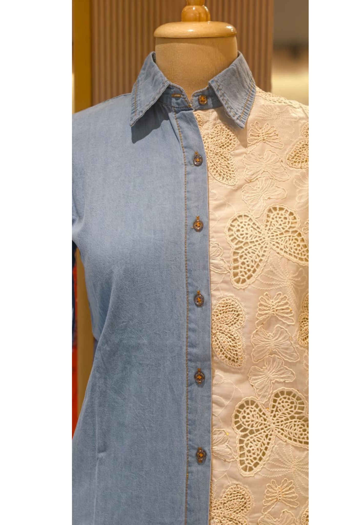 All Over Scattered Butterfly Patch Dual Tone Denim Co-Ord Set-14340 W130