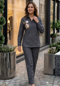 Sequin Touch Floral Broach Look Solid Ash Elegance Co-Ord- 14336 W128