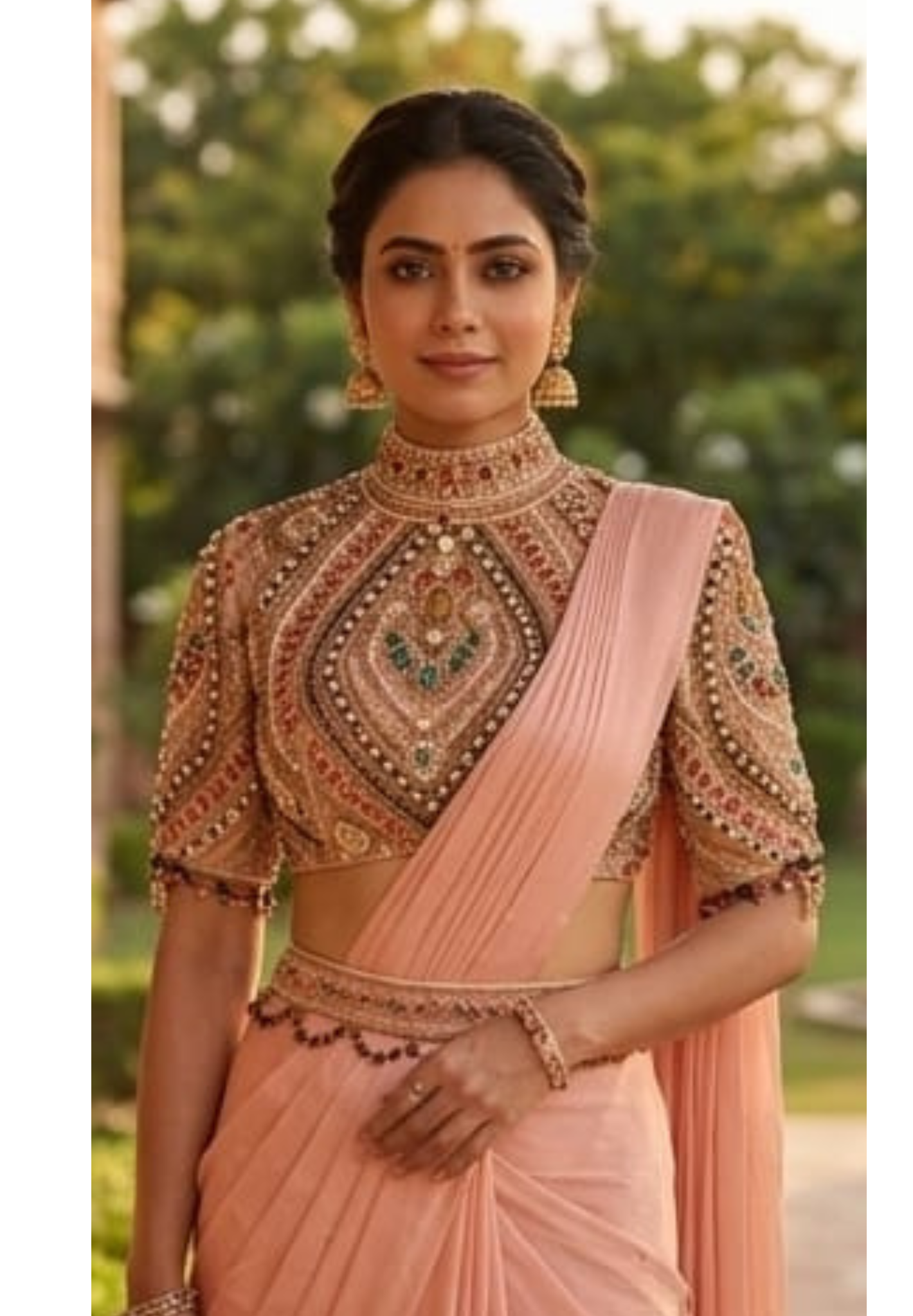 Elegant Pre-Draped Partywear Luxury Hand-Embroidered Designer Saree with Heavy Stone & Zardosi Work Blouse- 14525 W162