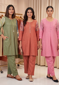 Very Minimal Embroidery Over Sleeve Buttoned Solid Cotton Co-Ord Set