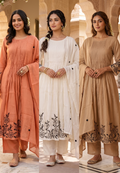 Surat Mul Chanderi Intricate Fine Embroidery Pleated A-Line Solid Full Suit Set With Dupatta- 14677