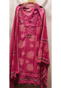 Premium Floral Print Cotton Full Suit Dupatta Set with Crosia Lace Detailing- 14911