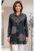 Midnight Glam Bandhej Printed Flowy Casual Crepe Shirt- 15323