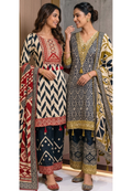 Tribal Inspired Tassel Accent Multi Printed Flowy Crepe Fancy Full Suit Set With Dupatta- 15418, 15419