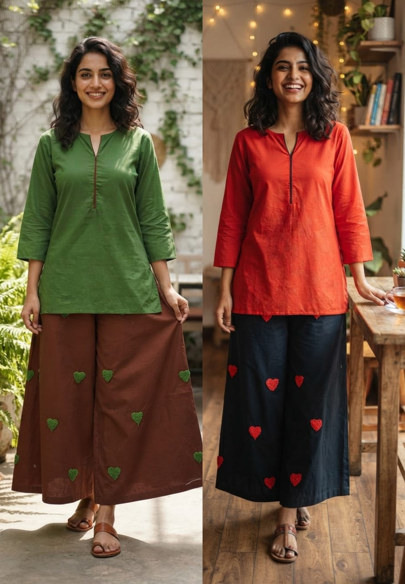 Minimal Prints Dual Tone Solid Co-Ord Set In Cotton Fabric- 15120