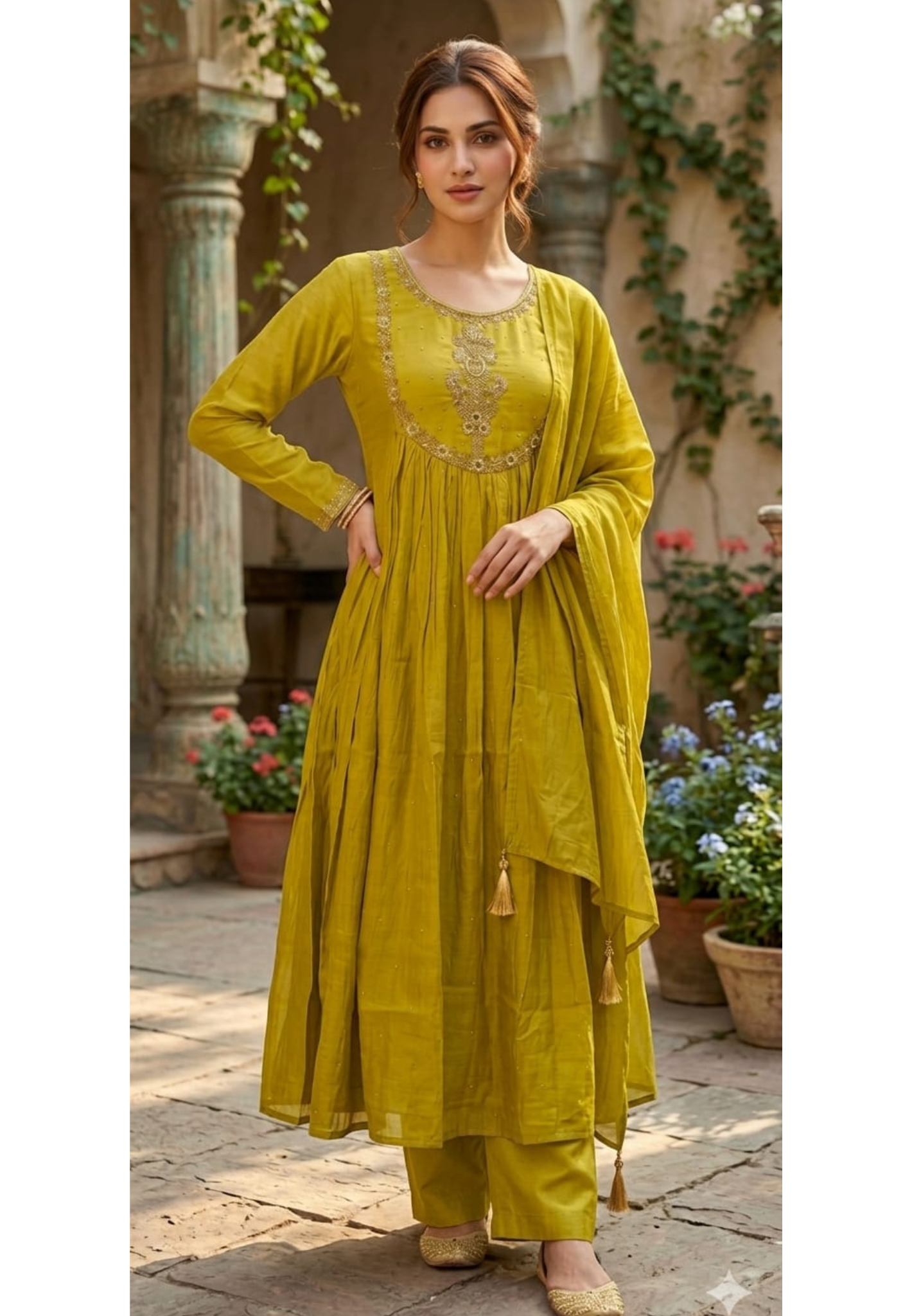 Festive Wear Surat Mulchanderi A-Line Full Suit with Dupatta-15159