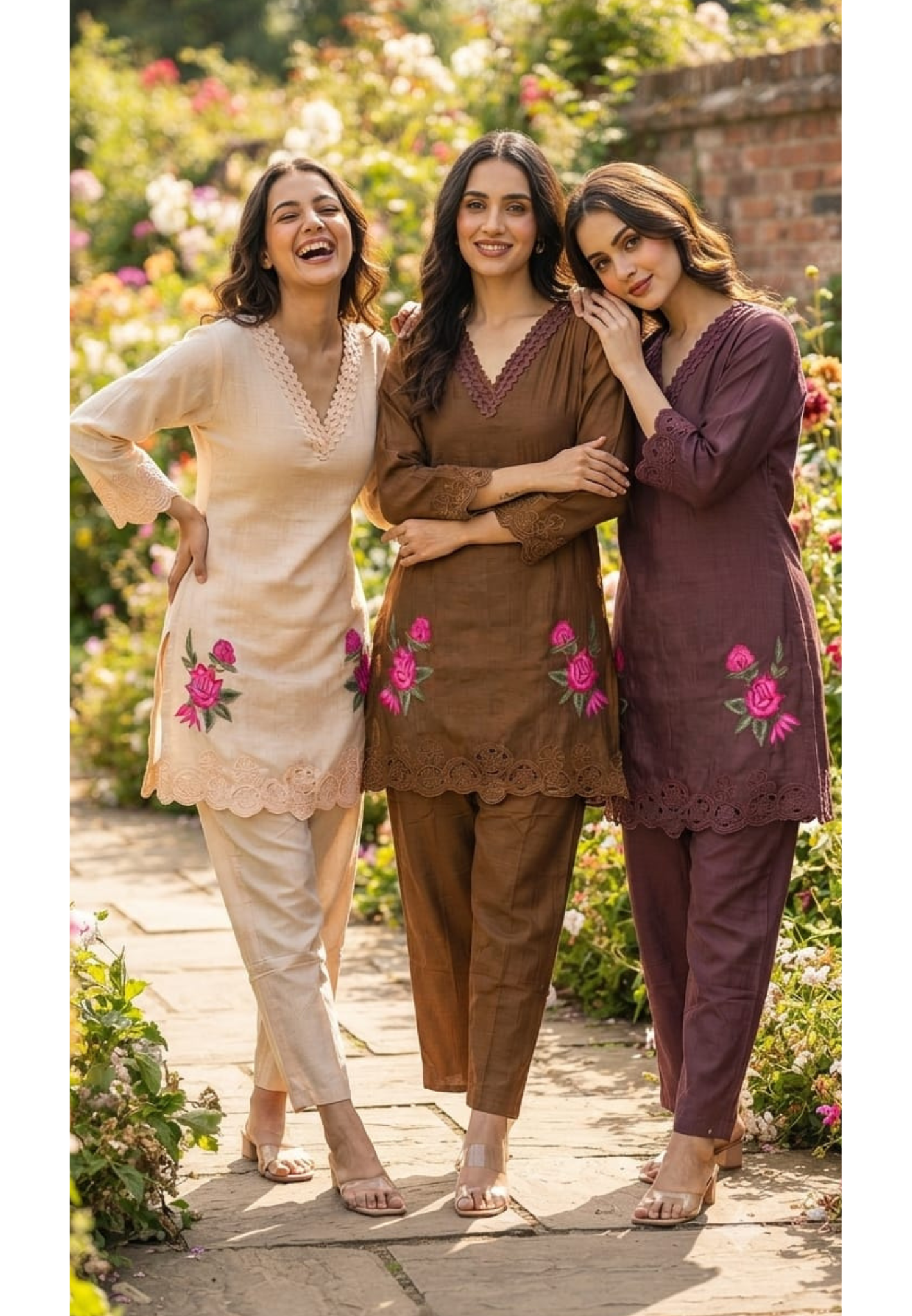 Weavy Crosia Neckline Beautiful Floral Embroidered Banarasi Mul-Chanderi Co-Ord Set- 15467