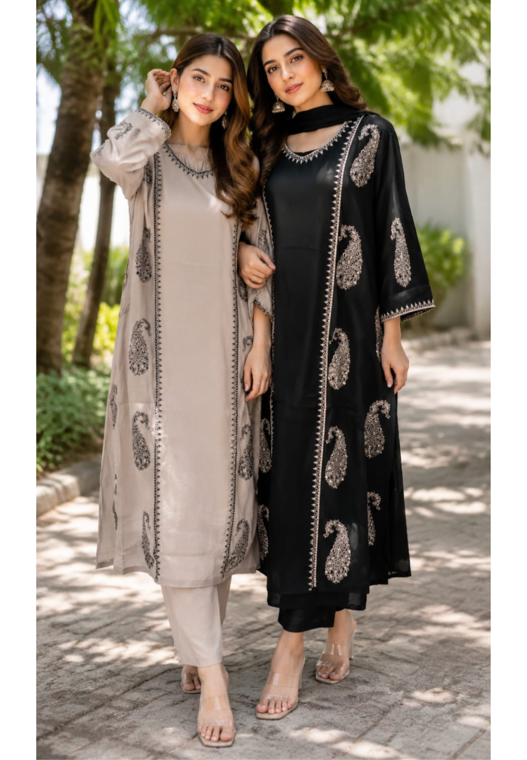 Fine Thread Embroidery Mango Buti Inspired A-Line Surat Mul-Chanderi Full Suit Set With Dupatta- 15566