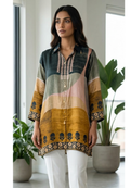 Beautiful Illusional Multi Tone Printed Crepe Shirt- 15634
