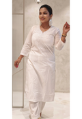 Fine Thread Intricate Embroidery Chikankari Cotton Kurti Only- 15874
