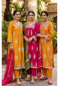 Heavy Zardosi Embroidered Real Mirror Work Over Daman & Sleeve A-Line Full Suit Set With Dupatta- 16072