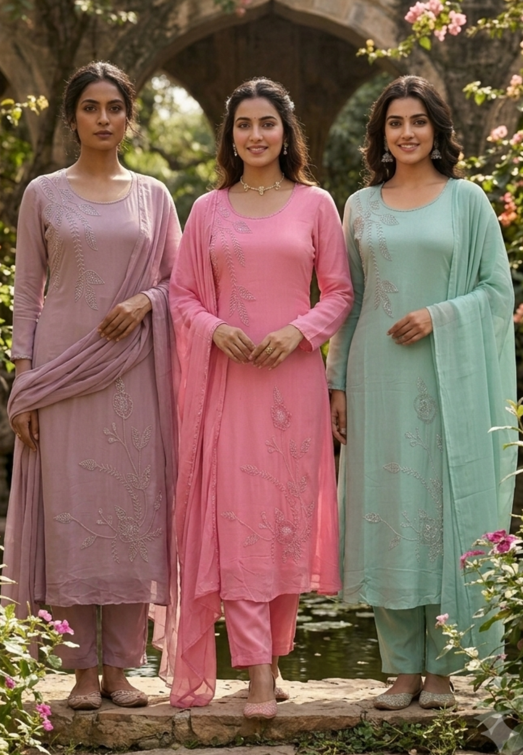 Vine & Floral Branch Intricate Cutdana Embroidered Full Suit Set With Dupatta- 15939