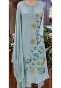 Elegant Digital Graceful Prints Pastel Shade Chinon A-Line Full Suit Set With Chiffon Dupatta- 16226