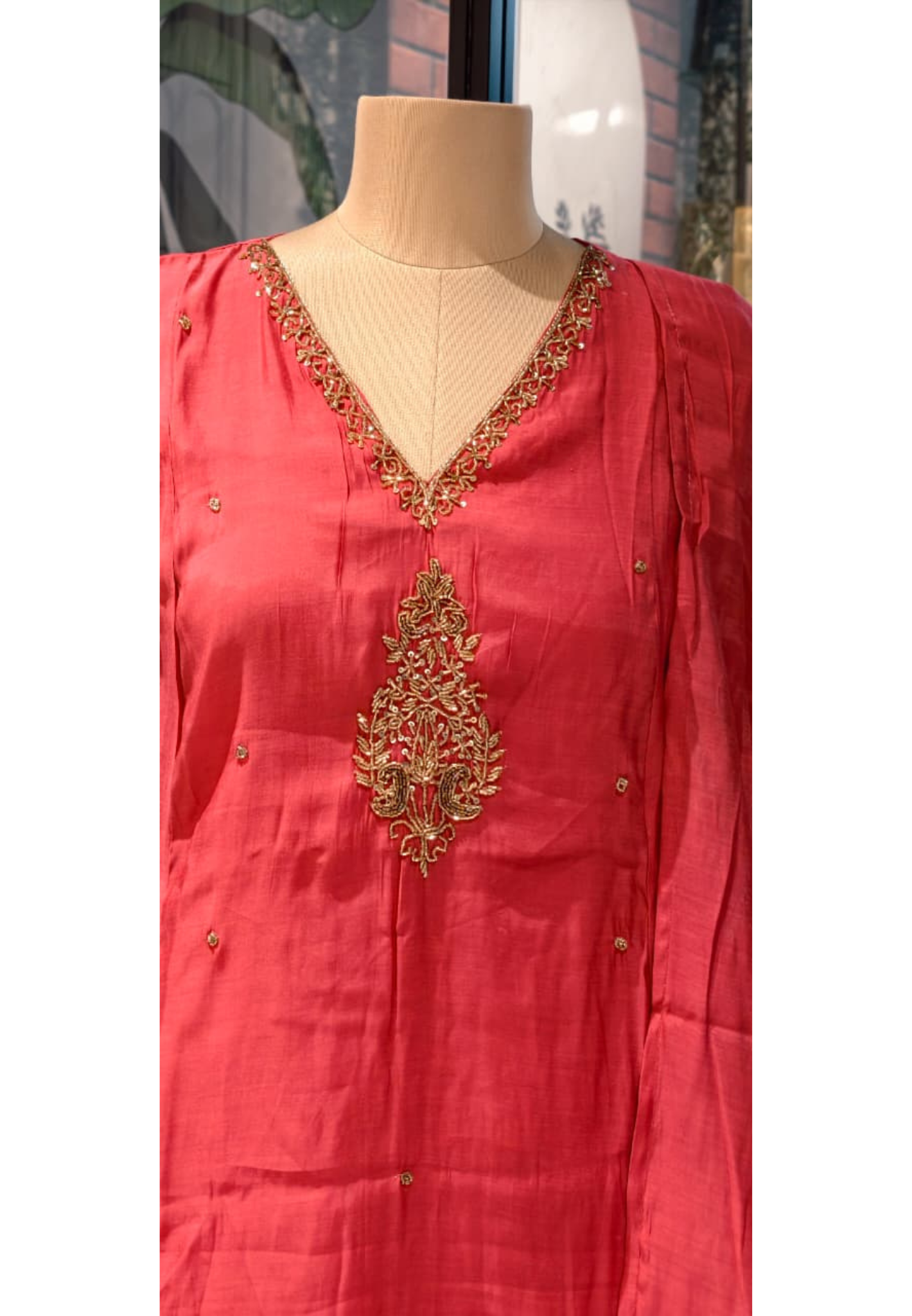 A-Line Kurta Pant & Dupatta Premium Surat Mulchanderi Embroidered Full Suit
