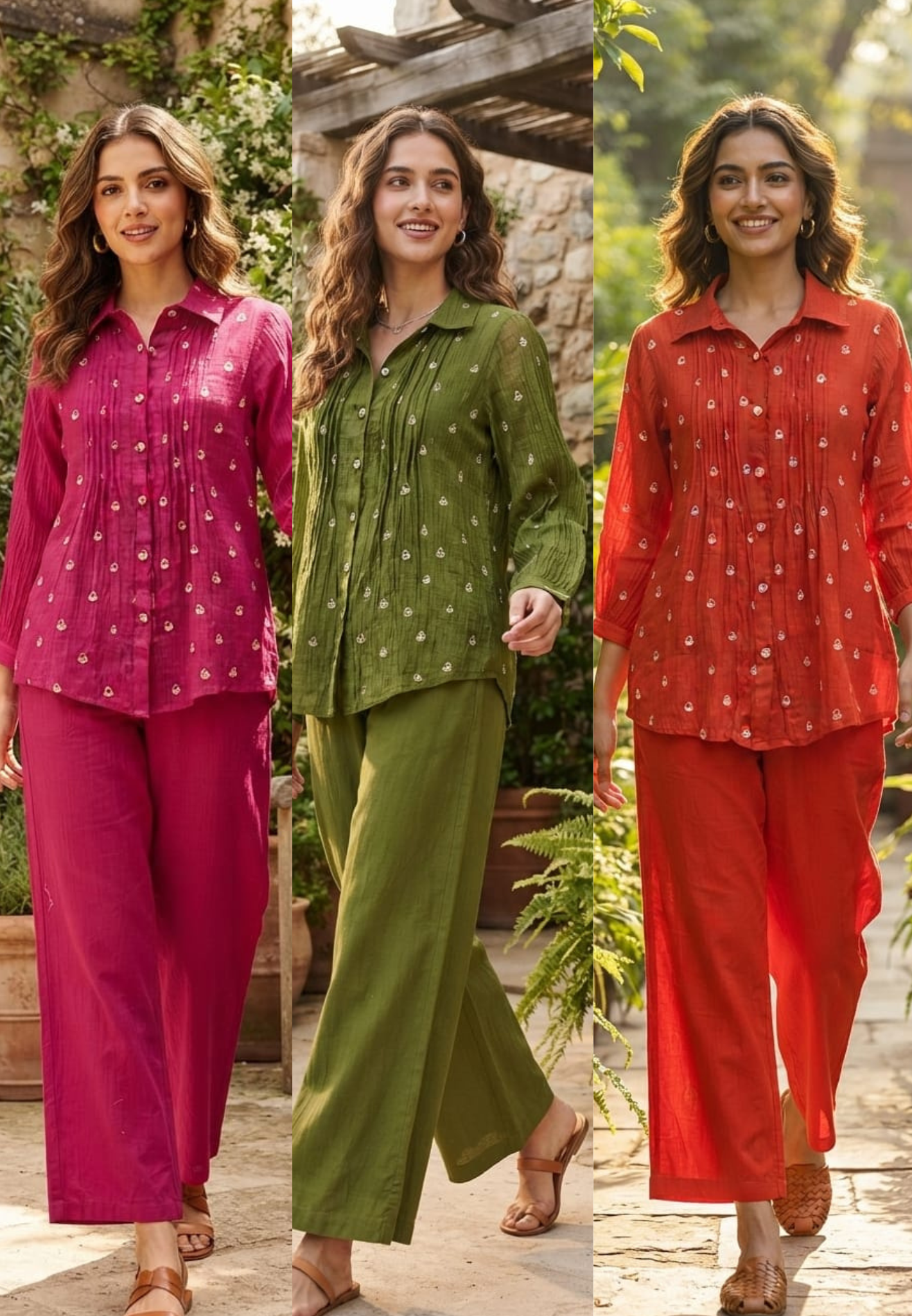 Tiny Floral Intricate Embroidery Inner Style Co-Ord Set In Crush Mul-Chanderi Fabric- 15619