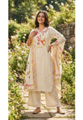 Crochet Gardenia Figure Embroidered Kora Cotton Full Suit Set With Dupatta- 14689