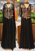 Sequin Embellished Multicolor Thread Embroidered Premium Blouse With Flared Palazzo Bottom & Chowker Dupatta- 12466