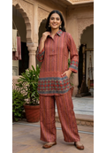 Extravagance Multicolor Overprint Light Weight Co-Ord Set In Crepe Fabric (Lean fit)-14210 W73