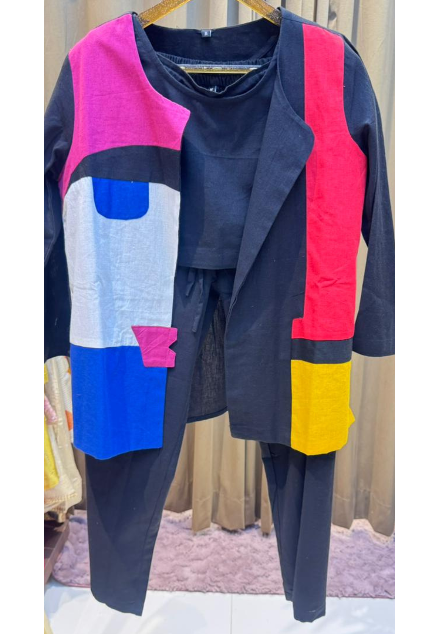 Multi Color Half Faced Look Stylish Cotton Co-Ord Set With Buster & Jacket W125