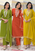 Royal Mirror Festive Glow Ensemble A-Line Mul-Cotton Full Suit Set With Dupatta- 14534 W161