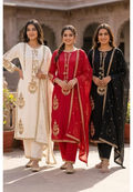 Golden Touch Pure Zardosi Work Embroidery Occasional Wear Mul Cotton Full Suit Set With Dupatta- 14731