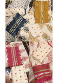 Premium Floral Print Unstitched Cotton Full Suit Set with Heavy Crosia Lace Detailing- 14913