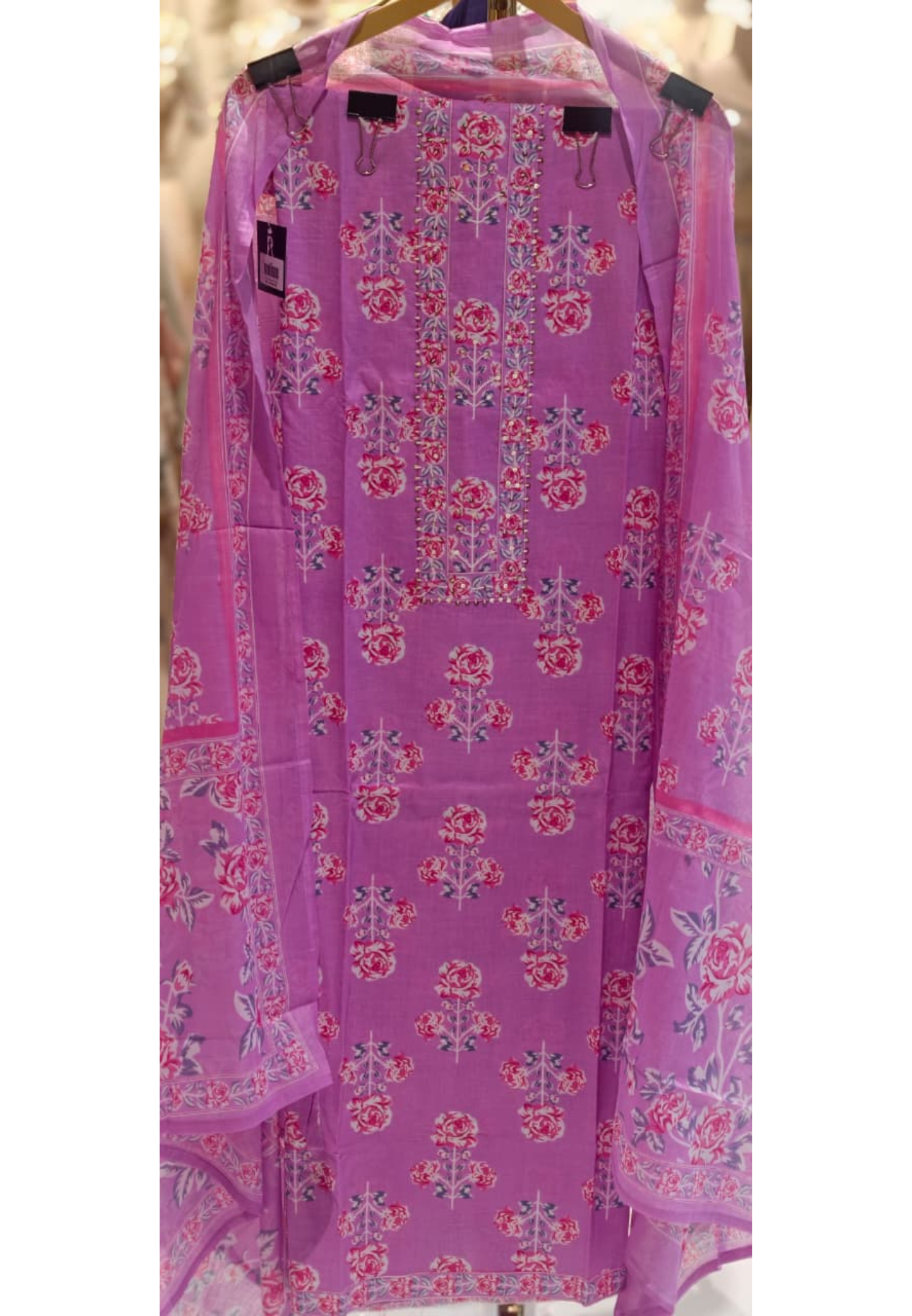 Beautiful Shades Upside Down Floral Print Premium Cotton Unstiched Dull Suit Set With Dupatta- 14378