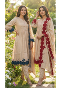 Bold Floral Applique Cut-Work Pleated A-Line Mul-Chanderi Full Suit Set With Dupatta- 14561