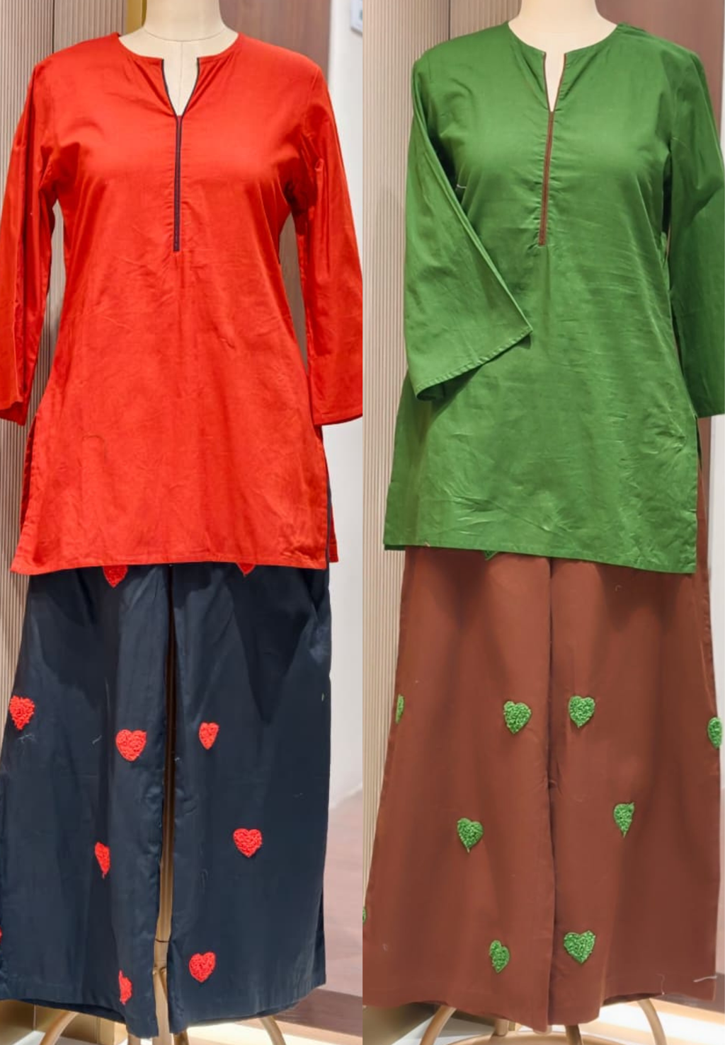 Minimal Prints Dual Tone Solid Co-Ord Set In Cotton Fabric- 15120