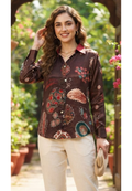 Heritage Geometric Multi Print Casual Crepe Shirt- 15434