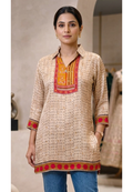 Abstract Highlighted Printed Collared Casual Wear Crepe Shirt- 15634