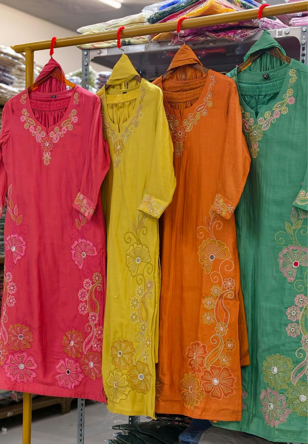Intricate Embroidered Elegance Surat Mul-Chanderi Straight Full Suit Set With Dupatta- 16085