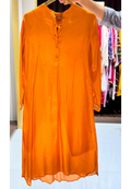 Vibrant Blunt Orange Button Down Mandarin Collar Kurta Pant Set- 15816