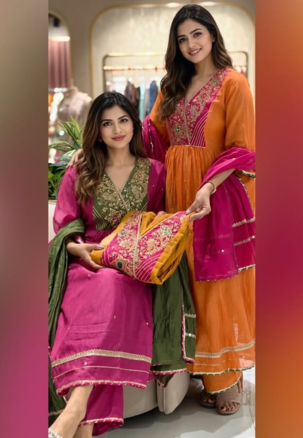 Festive Elegance Banarasi Mul-Chanderi A-Line Full Suit Set With Premium Zardosi Real Mirror Work- 16242
