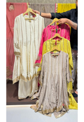 Festive Party Wear Elegant Silk A-Line Pannel Anarkali Suit Set with Loose Bot-14533