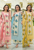 Strappy Kodi Tassel Sleeveless Printed Cotton Full Suit Set With Dupatta- 14794