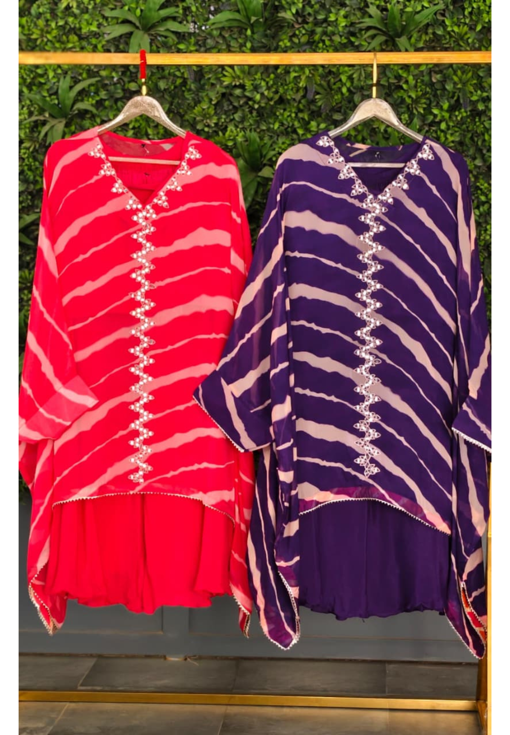 Elegant Tie-Dye Leheriya Kaftan Kurta with Palazzo Co-Ord Set for Festive & Casual Wear-15610