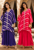 Elegant Tie-Dye Leheriya Kaftan Kurta with Palazzo Co-Ord Set for Festive & Casual Wear-15610