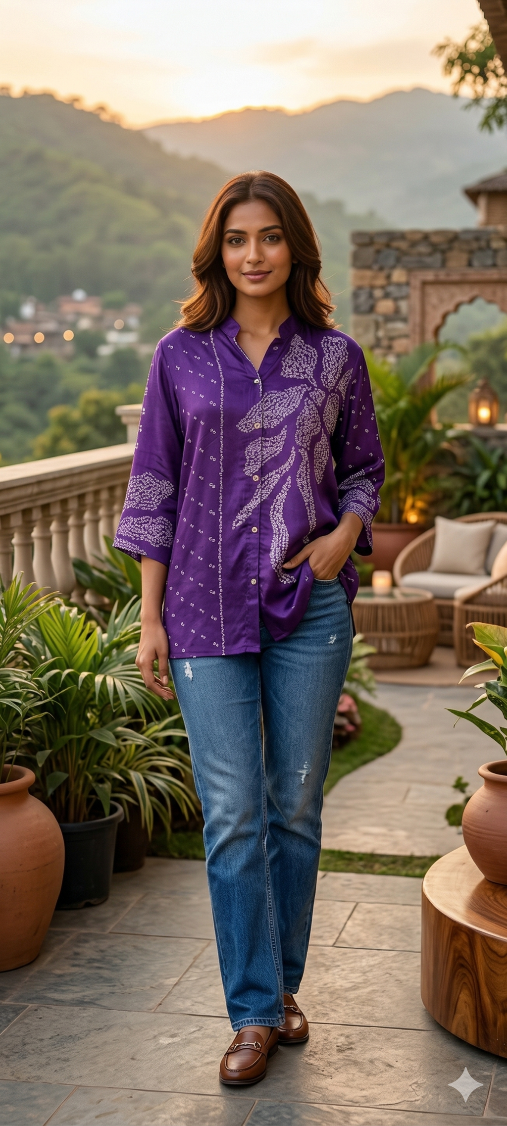 Floral Dotted Print Butter Shine Casual Wear Shirt In Crepe Fabric- 14021 W35