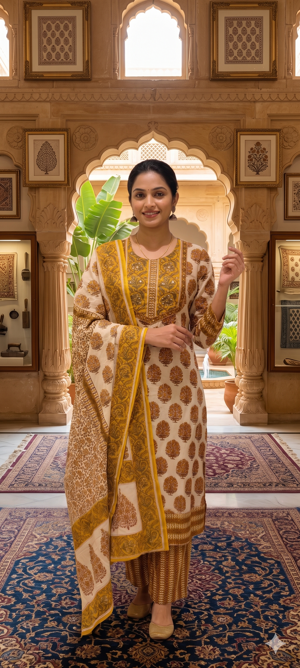 Pure Traditional Printed Ethnic Wear Cotton Full Suit Set With Dupatta- 14695 (Body Hugging)