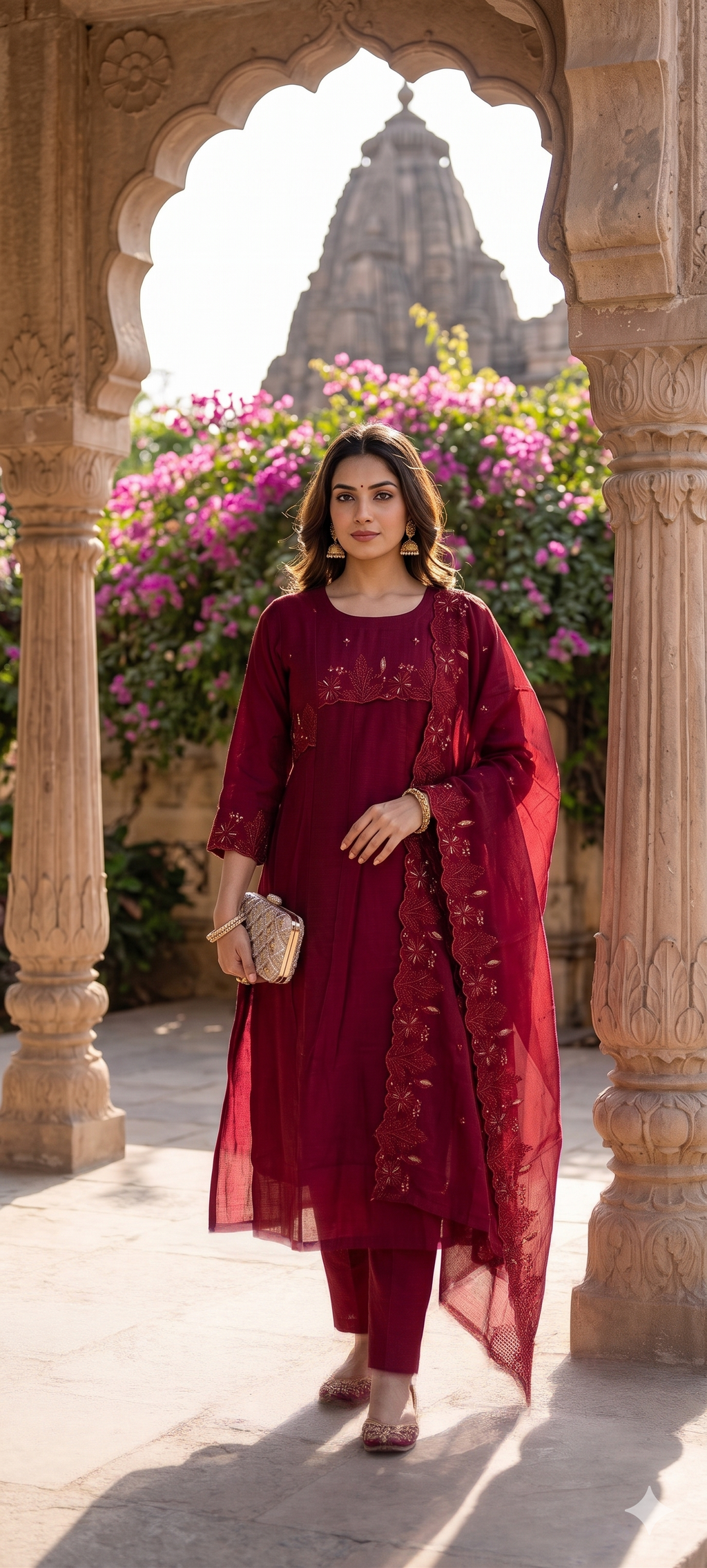 Ruby Bloom Premium Mul Cotton Embroidered Kurta Set with Dupatta-14894