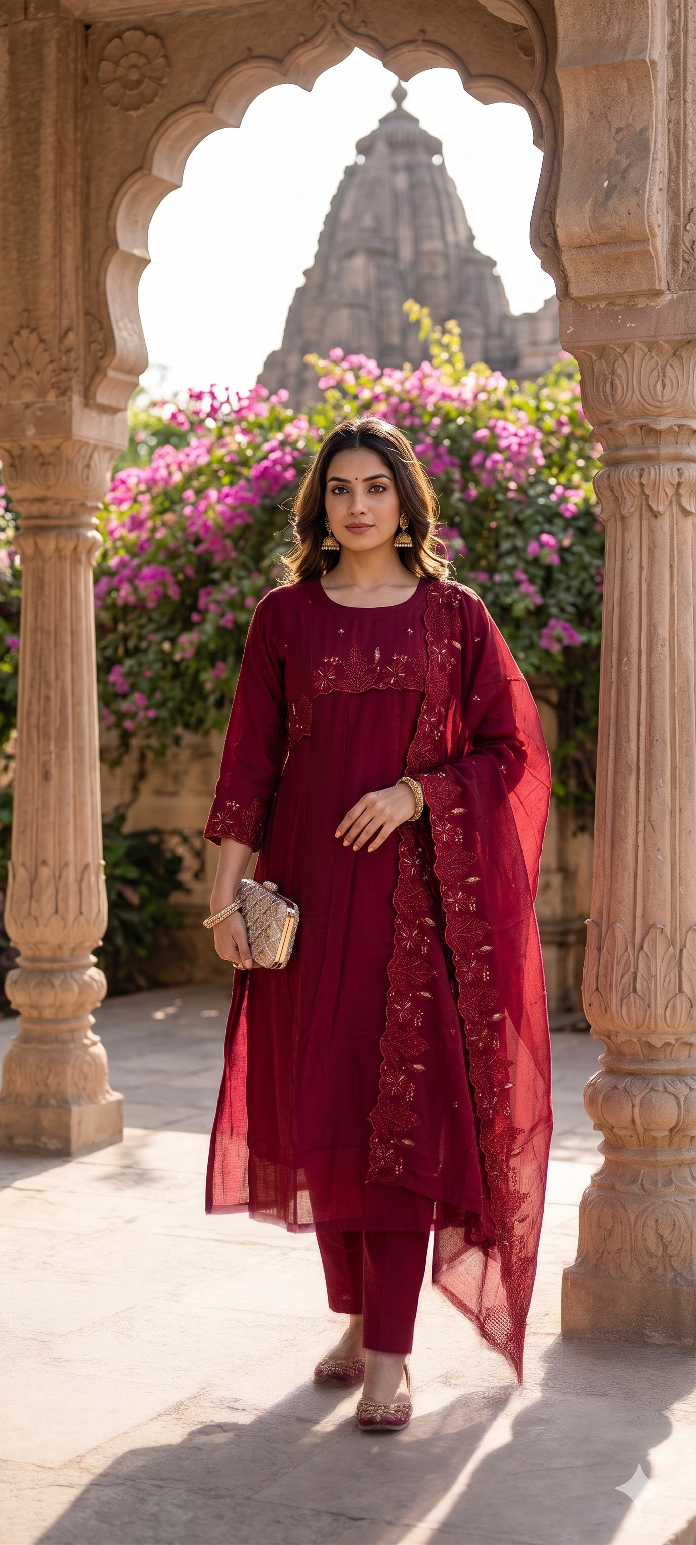 Ruby Bloom Premium Mul Cotton Embroidered Kurta Set with Dupatta-14894