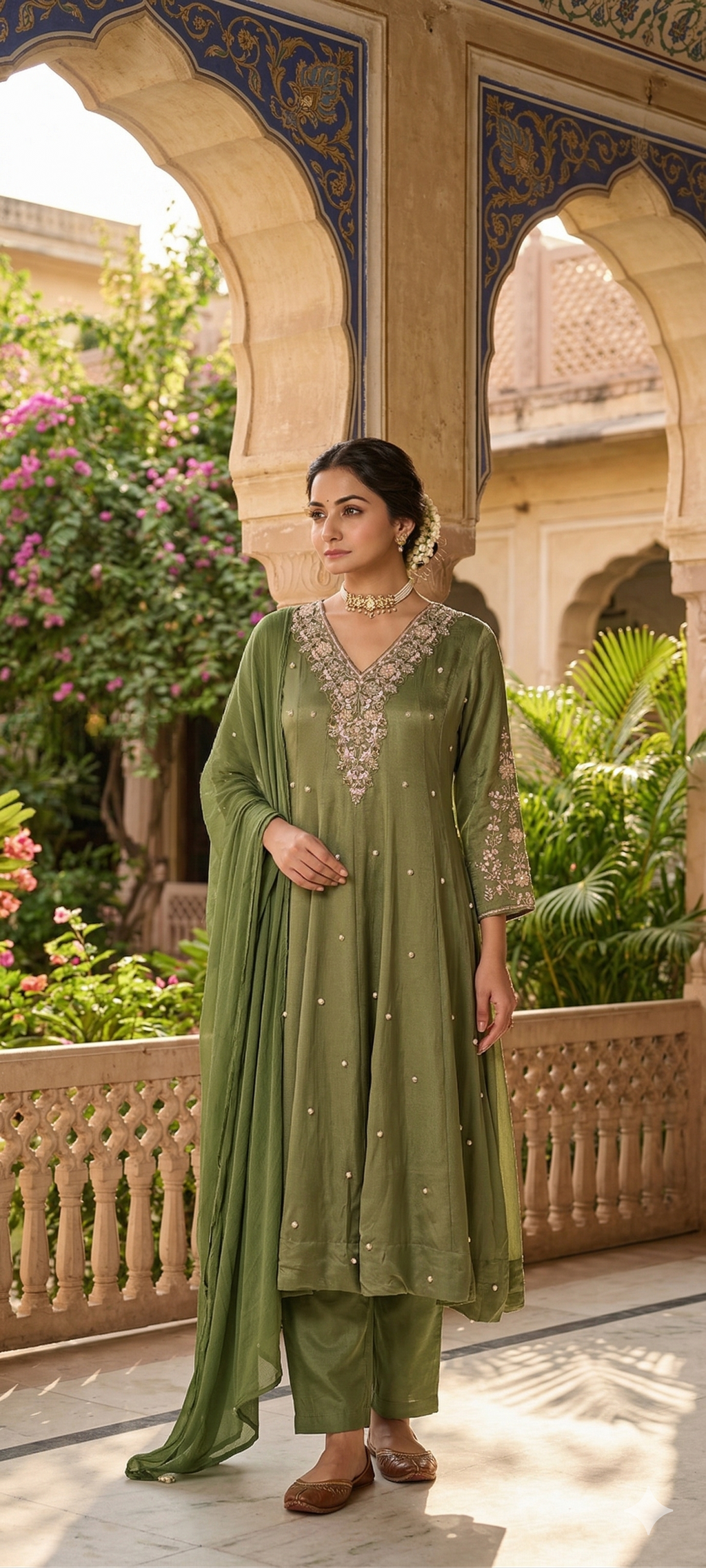 Premium Chinon Fabric Anarkali Full Suit Set with Intricate Hand Embroidery 13997 W48