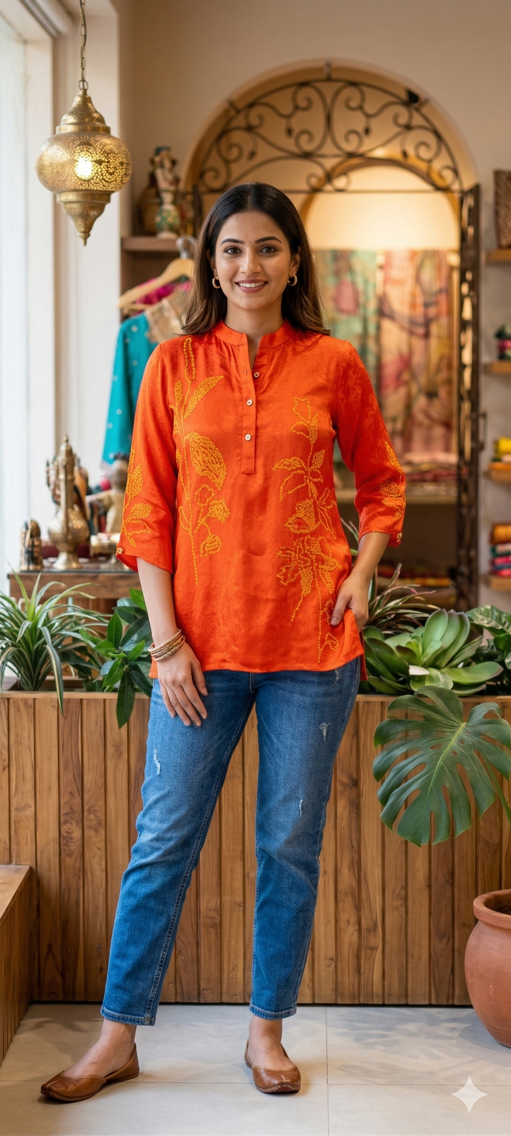 Floral Dotted Print Butter Shine Casual Wear Shirt In Crepe Fabric- 14021 W35