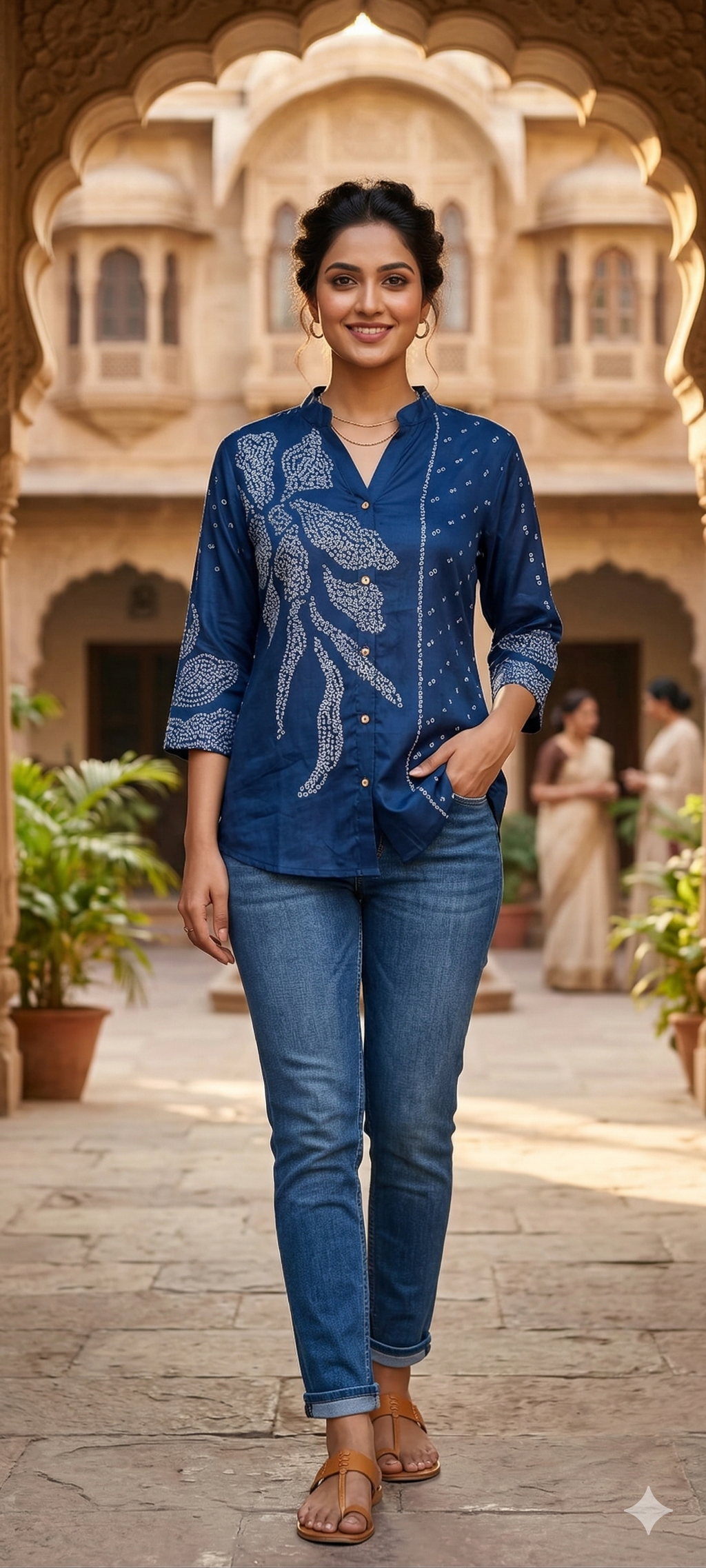 Floral Dotted Print Butter Shine Casual Wear Shirt In Crepe Fabric- 14021 W35