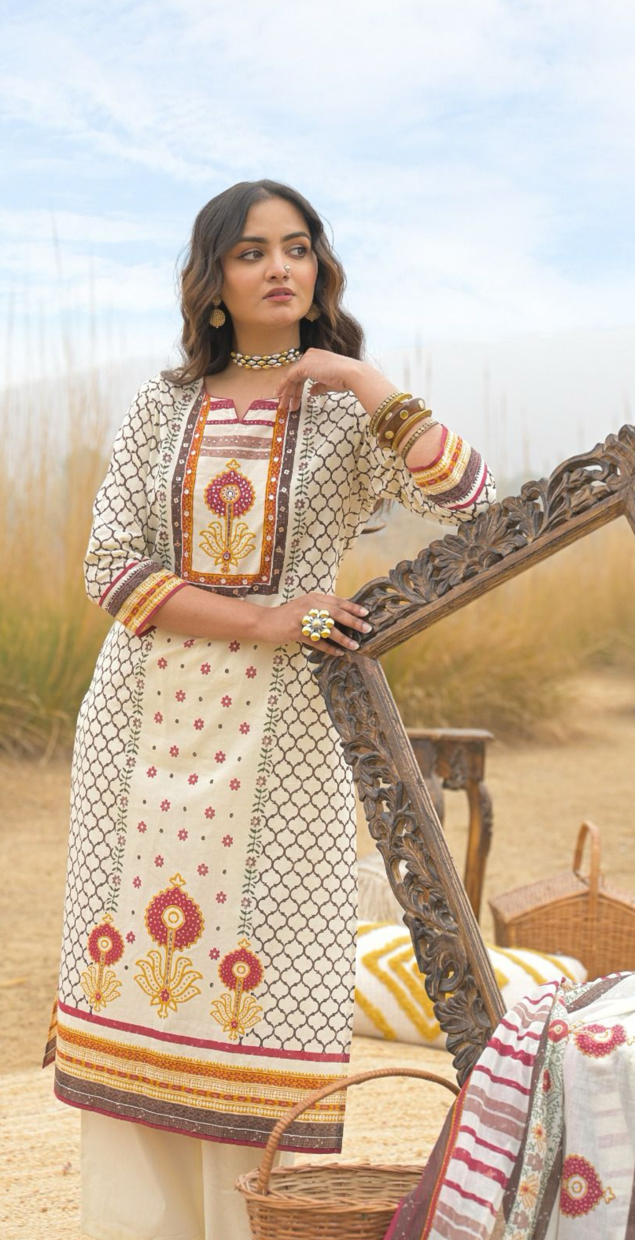 Comfort Fit Cotton Printed Ethnic Suit Set W06